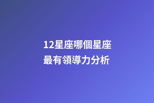 12星座哪個星座最有領導力分析