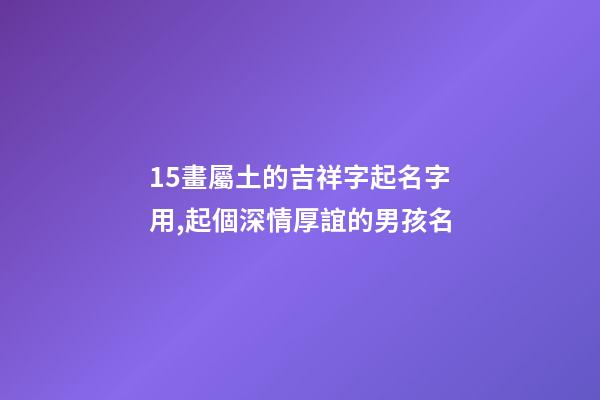 15畫屬土的吉祥字起名字用,起個深情厚誼的男孩名-第1張-觀點-玄機派
