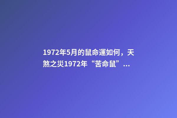 1972年5月的鼠命運如何，天煞之災1972年“苦命鼠”遇到“麻煩事了”-第1張-觀點-玄機派