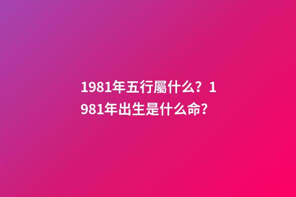 1981年五行屬什么？1981年出生是什么命？
