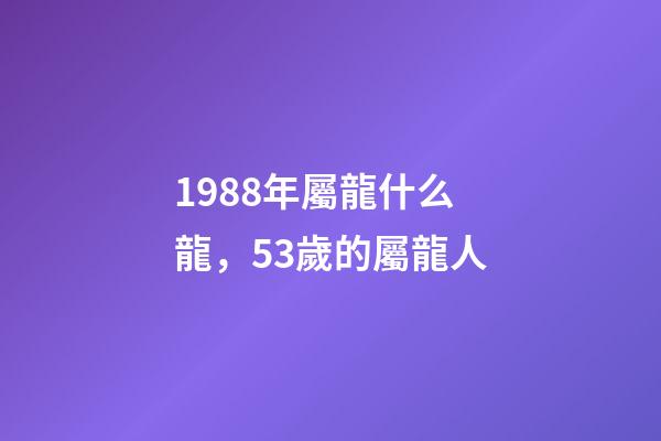 1988年屬龍什么龍，53歲的屬龍人-第1張-觀點-玄機派