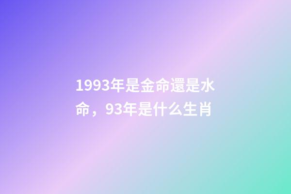 1993年是金命還是水命，93年是什么生肖