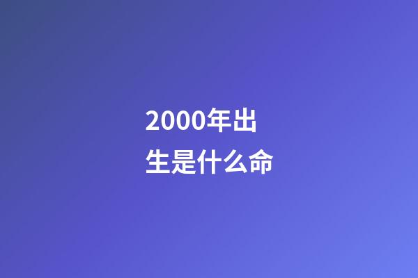 2000年出生是什么命