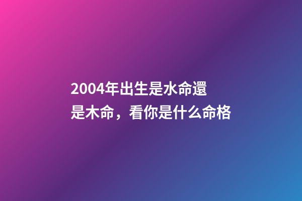 2004年出生是水命還是木命，看你是什么命格-第1張-觀點(diǎn)-玄機(jī)派