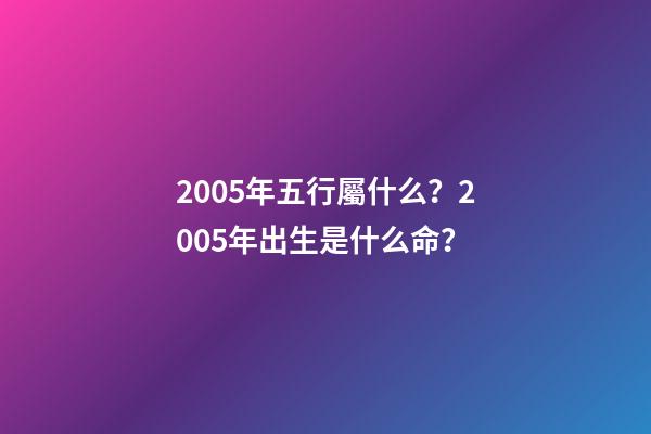 2005年五行屬什么？2005年出生是什么命？