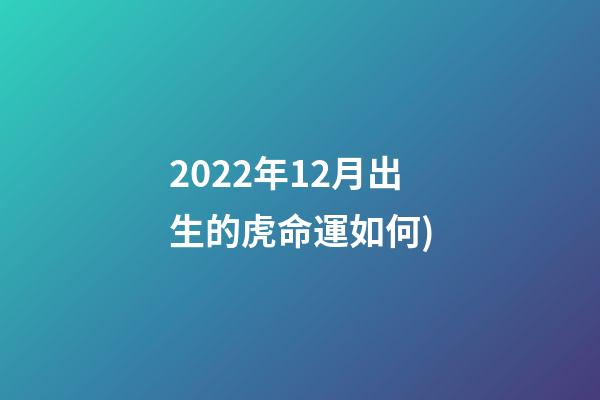 2022年12月出生的虎命運如何(十二月 你好——愛滿家書(314))-第1張-觀點-玄機派