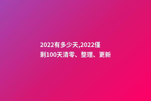2022有多少天,2022僅剩100天清零、整理、更新-第1張-觀點-玄機派
