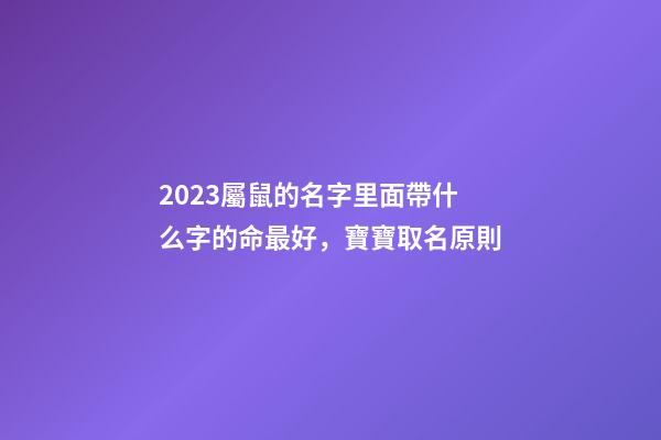 2023屬鼠的名字里面帶什么字的命最好，寶寶取名原則