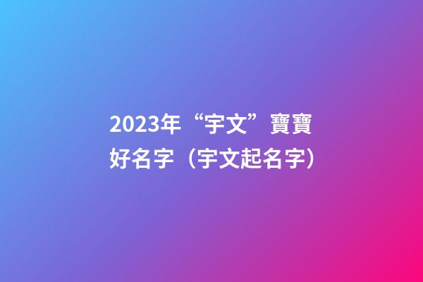 2023年“宇文”寶寶好名字（宇文起名字）