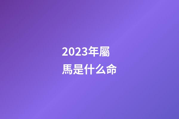 2023年屬馬是什么命