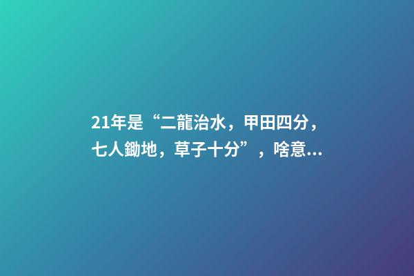 21年是“二龍治水，甲田四分，七人鋤地，草子十分”，啥意思？-第1張-觀點-玄機派
