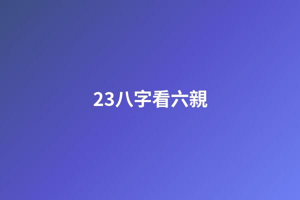 23.八字看六親