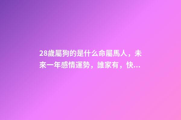 28歲屬狗的是什么命(1990年(28歲)屬馬人，未來一年感情運勢，誰家有，快快接住!)-第1張-觀點-玄機派