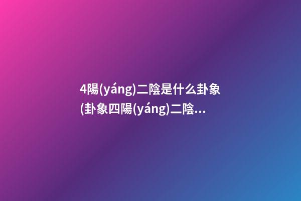 4陽(yáng)二陰是什么卦象(卦象四陽(yáng)二陰)
