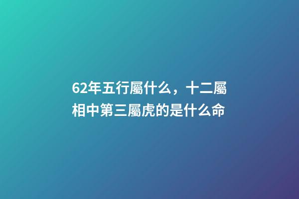 62年五行屬什么，十二屬相中第三屬虎的是什么命-第1張-觀點-玄機派