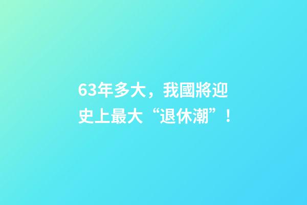 63年多大，我國將迎史上最大“退休潮”!-第1張-觀點-玄機派