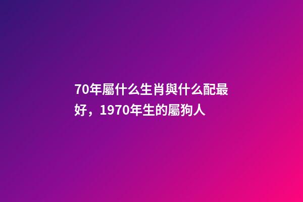 70年屬什么生肖與什么配最好，1970年生的屬狗人-第1張-觀點-玄機派