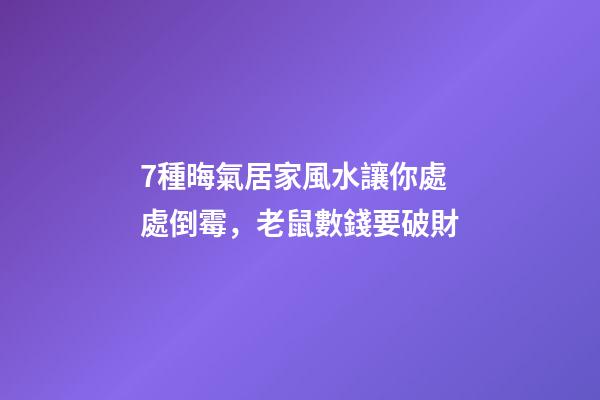 7種晦氣居家風水讓你處處倒霉，老鼠數錢要破財