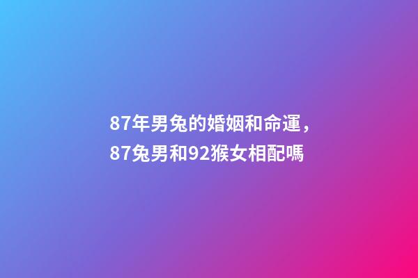 87年男兔的婚姻和命運，87兔男和92猴女相配嗎-第1張-觀點-玄機派