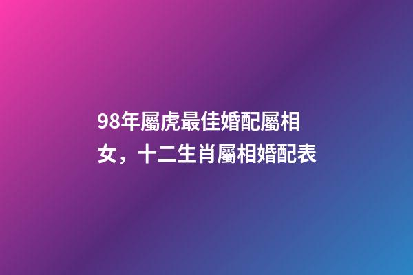 98年屬虎最佳婚配屬相女，十二生肖屬相婚配表(含具體年份)-第1張-觀點-玄機派