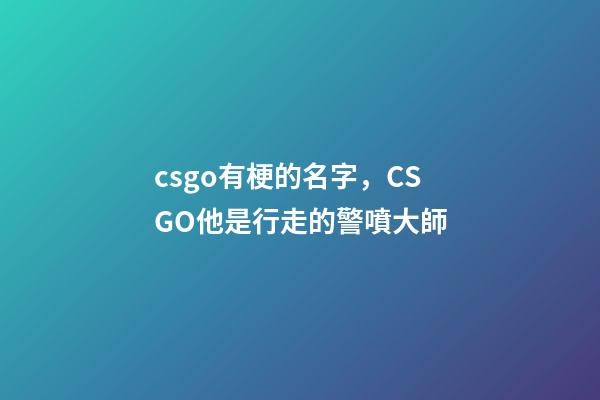csgo有梗的名字，CSGO他是行走的警噴大師-第1張-觀點-玄機派