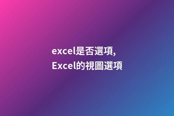 excel是否選項,Excel的視圖選項-第1張-觀點-玄機派