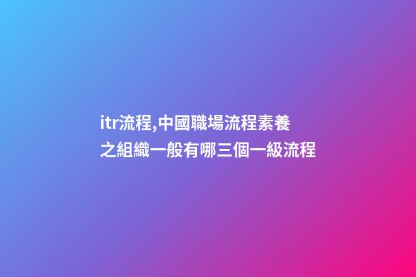 itr流程,中國職場流程素養之組織一般有哪三個一級流程(第0009篇)-第1張-觀點-玄機派