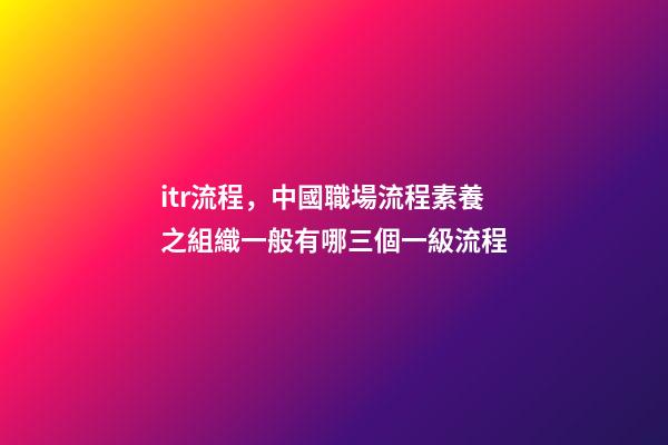 itr流程，中國職場流程素養之組織一般有哪三個一級流程(第0009篇)-第1張-觀點-玄機派