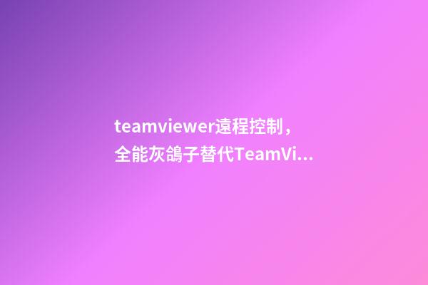 teamviewer遠程控制，全能灰鴿子替代TeamViewer的免費高幀率遠程控制軟件-第1張-觀點-玄機派