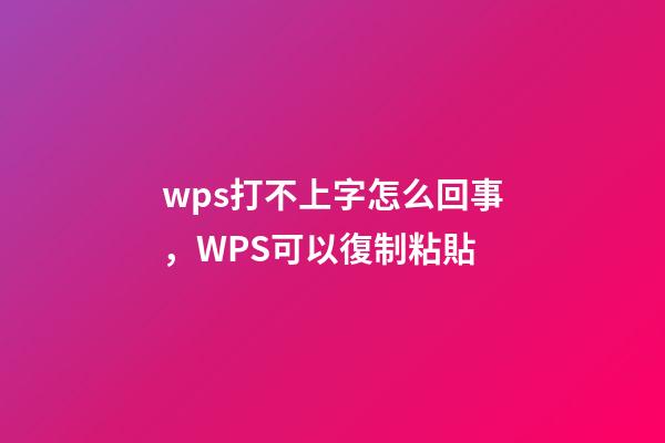 wps打不上字怎么回事，WPS可以復制粘貼-第1張-觀點-玄機派