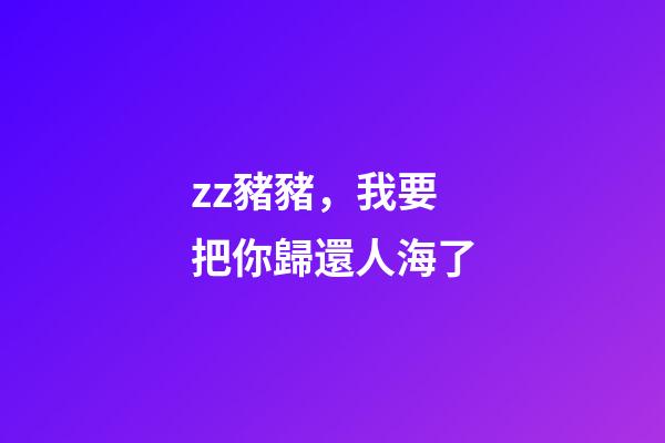 zz豬豬，我要把你歸還人海了-第1張-觀點-玄機派