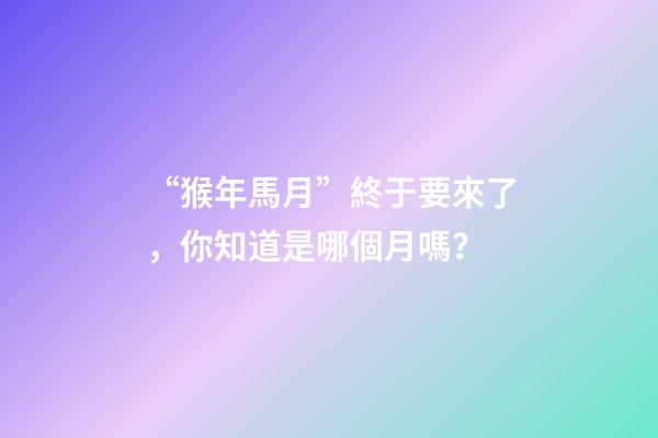 “猴年馬月”終于要來了，你知道是哪個月嗎？