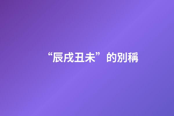 “辰戌丑未”的別稱