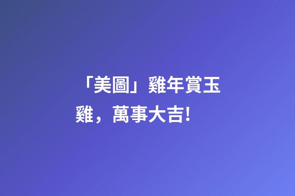「美圖」雞年賞玉雞，萬事大吉!-第1張-觀點-玄機派
