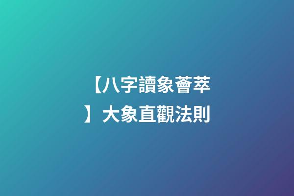 【八字讀象薈萃】大象直觀法則