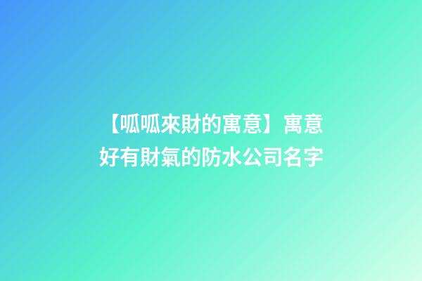 【呱呱來財的寓意】寓意好有財氣的防水公司名字-第1張-公司起名-玄機派