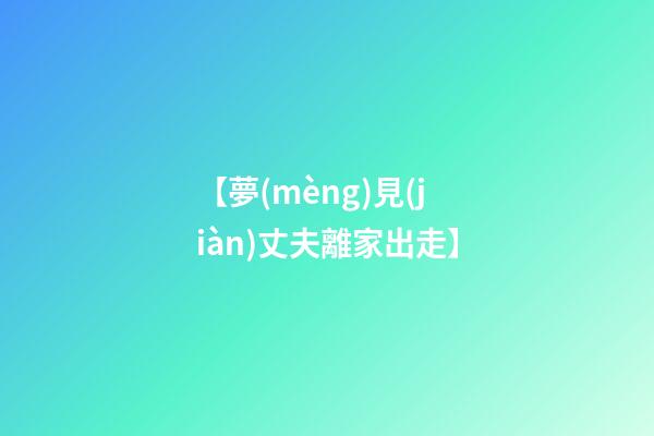 【夢(mèng)見(jiàn)丈夫離家出走】