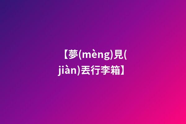 【夢(mèng)見(jiàn)丟行李箱】