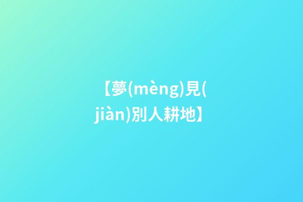【夢(mèng)見(jiàn)別人耕地】