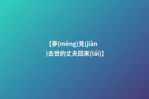 【夢(mèng)見(jiàn)去世的丈夫回來(lái)】