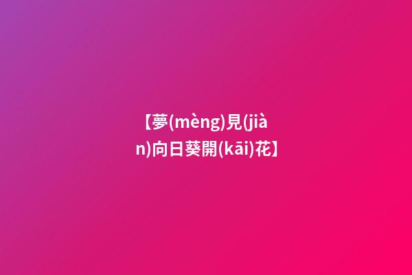 【夢(mèng)見(jiàn)向日葵開(kāi)花】
