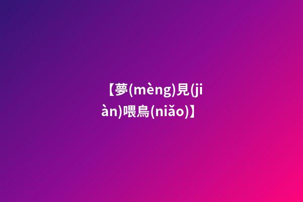 【夢(mèng)見(jiàn)喂鳥(niǎo)】