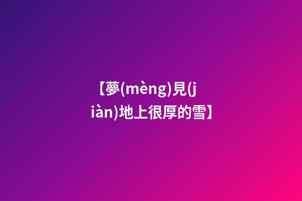 【夢(mèng)見(jiàn)地上很厚的雪】