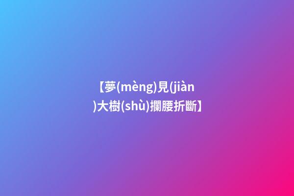 【夢(mèng)見(jiàn)大樹(shù)攔腰折斷】