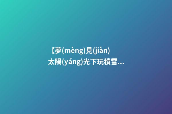 【夢(mèng)見(jiàn)太陽(yáng)光下玩積雪】