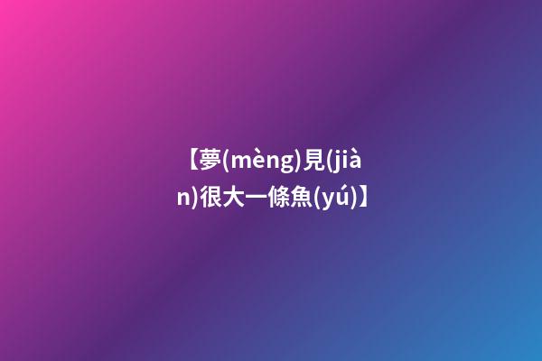 【夢(mèng)見(jiàn)很大一條魚(yú)】