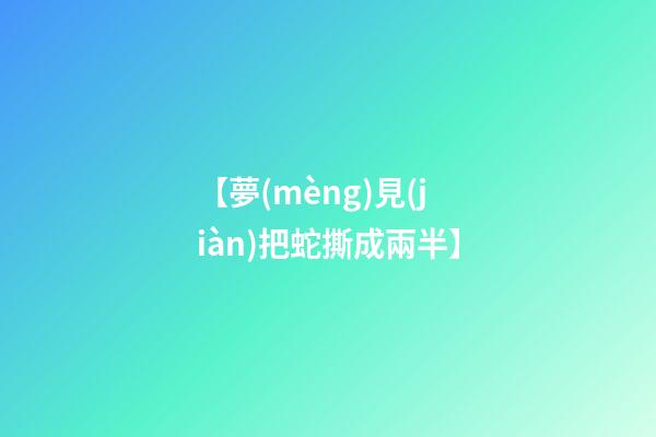 【夢(mèng)見(jiàn)把蛇撕成兩半】
