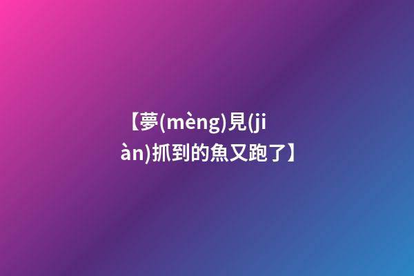 【夢(mèng)見(jiàn)抓到的魚又跑了】