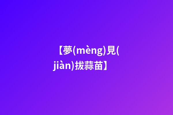 【夢(mèng)見(jiàn)拔蒜苗】