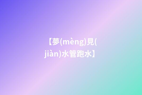 【夢(mèng)見(jiàn)水管跑水】